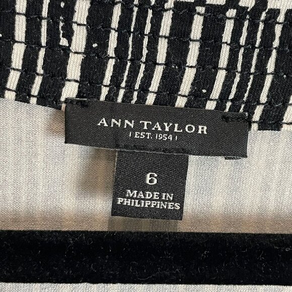 Ann Taylor Womens 6 Wrap Dress Black & White Pattern Stretch - Picture 3 of 8